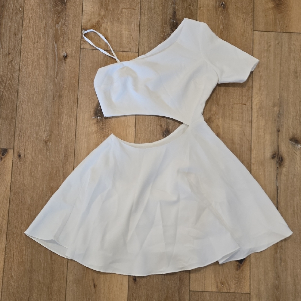 NBD White One-Shoulder Mini Dress